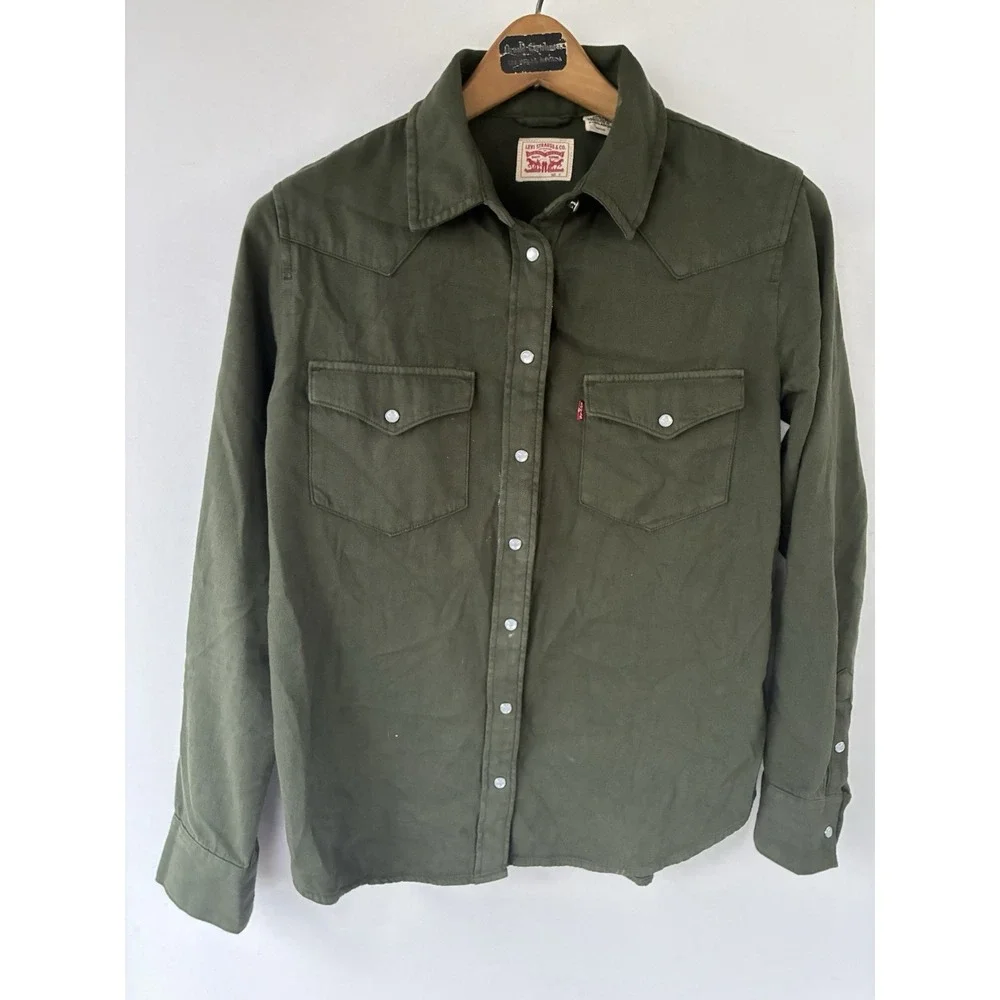 Levi Strauss & Co. Army Green Long Sleeve Snap Shirt Men's‎ Small